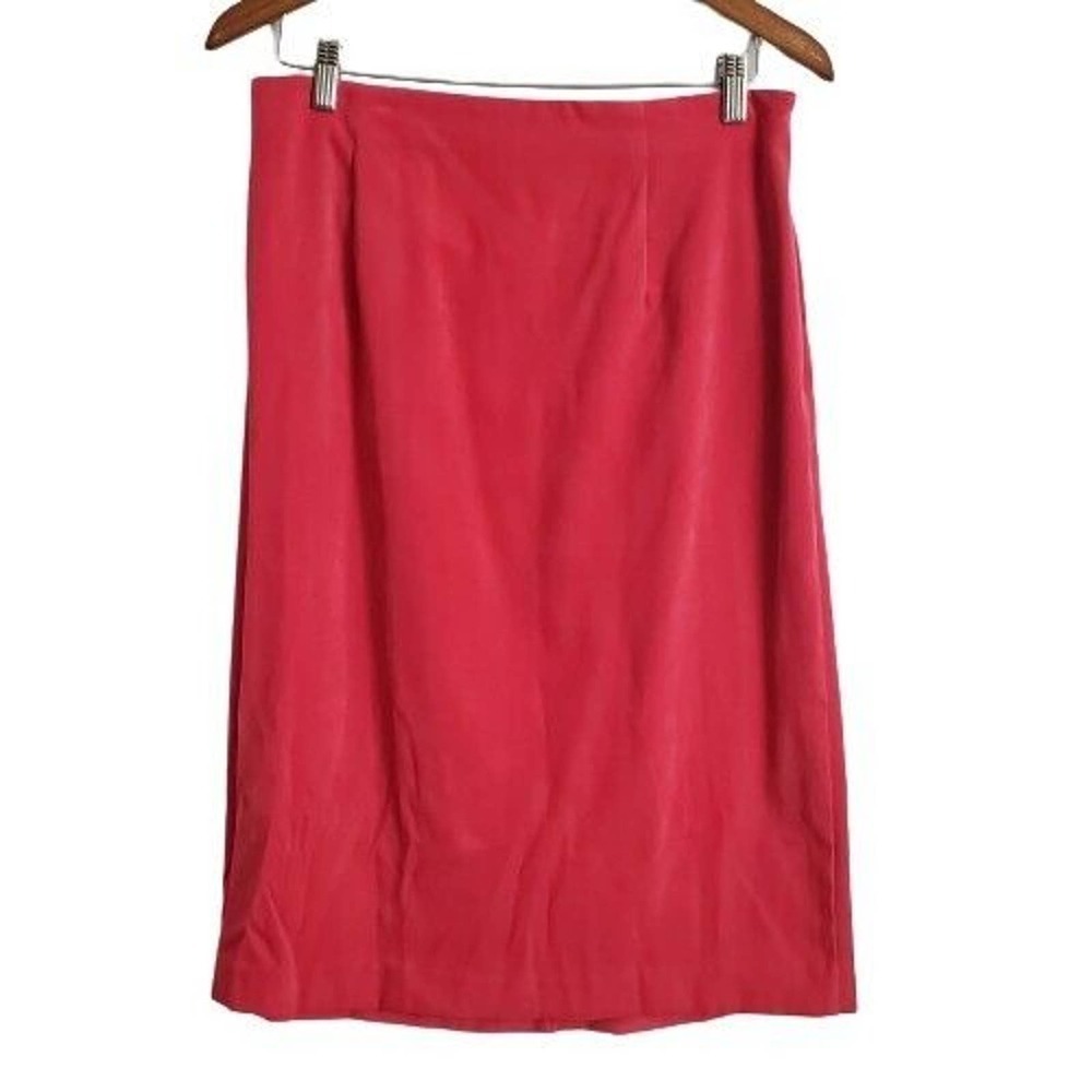 Vintage 90's Leslie Fay Pink Pencil Skirt Size 14 Below the Knee with Slit